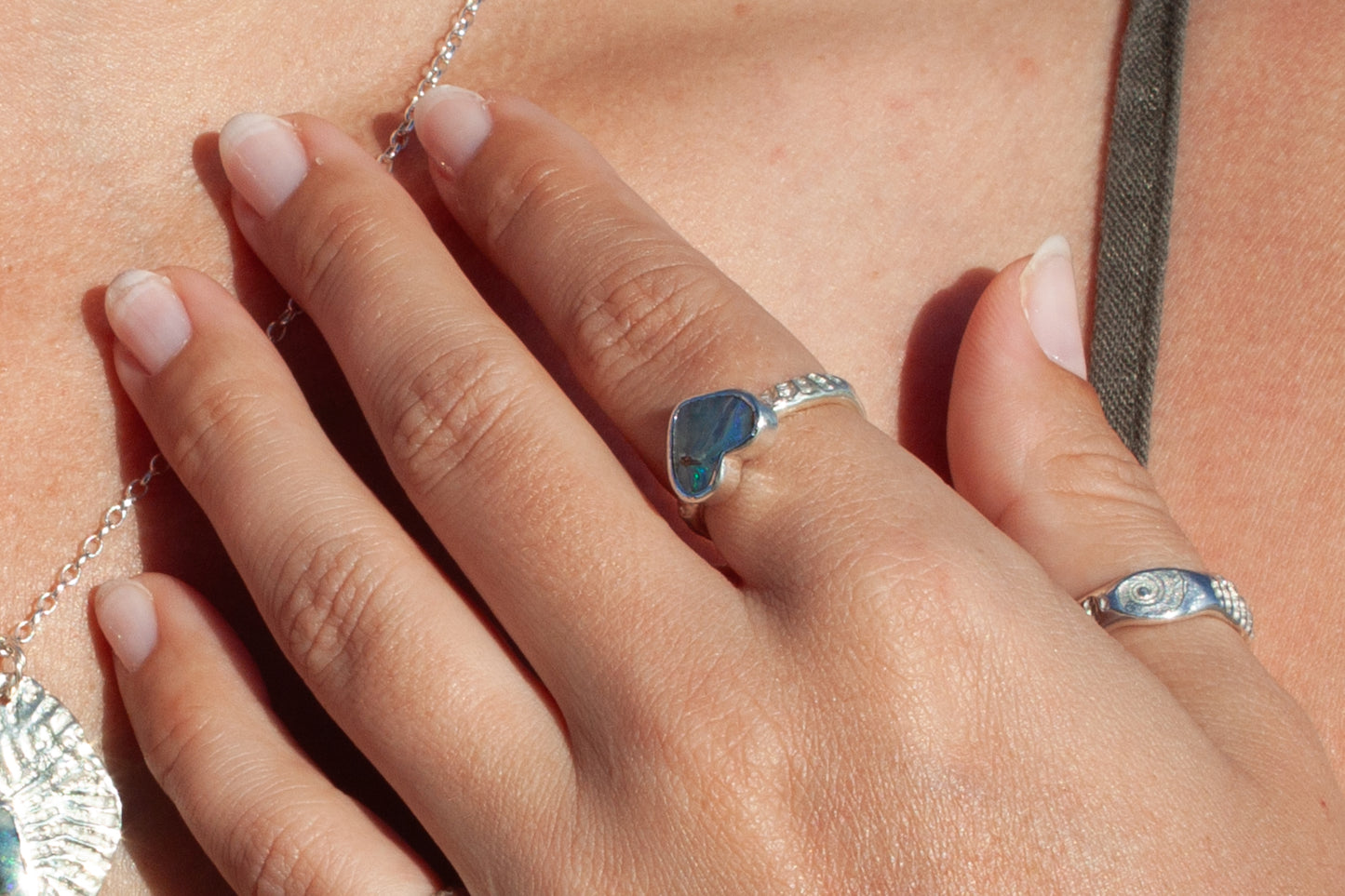 Opal Heart Ring Milky Way