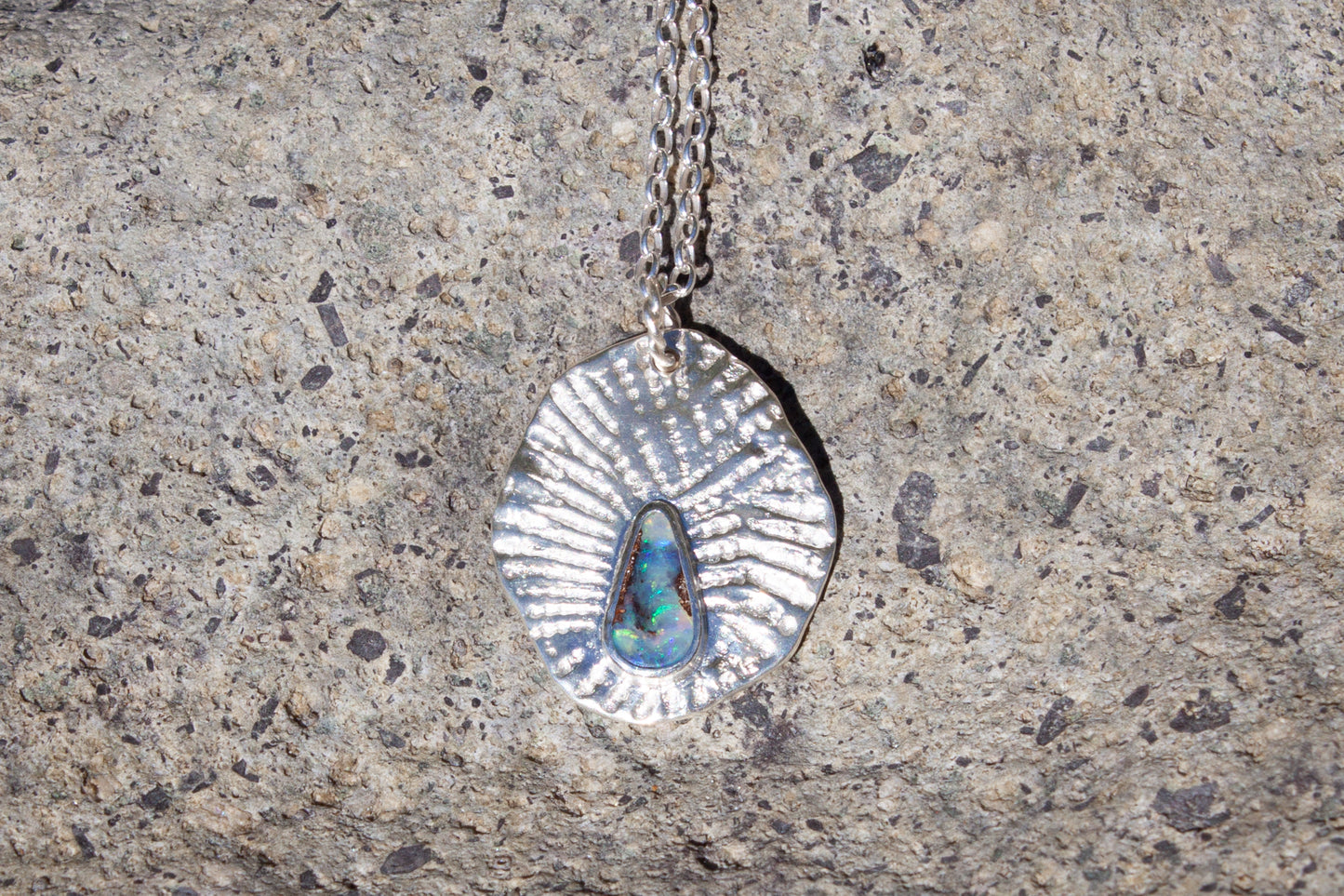 Opal Drop Necklace Seashell Halo