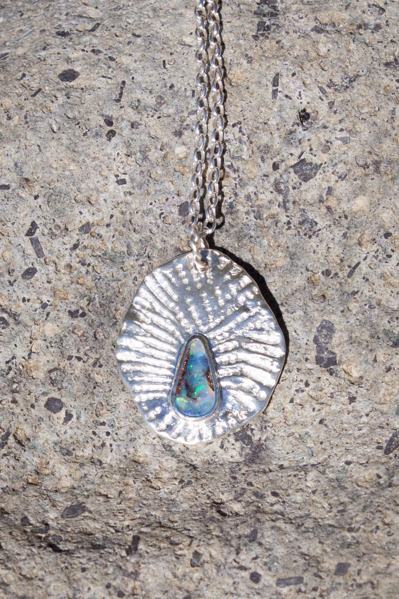 Opal Drop Necklace Seashell Halo