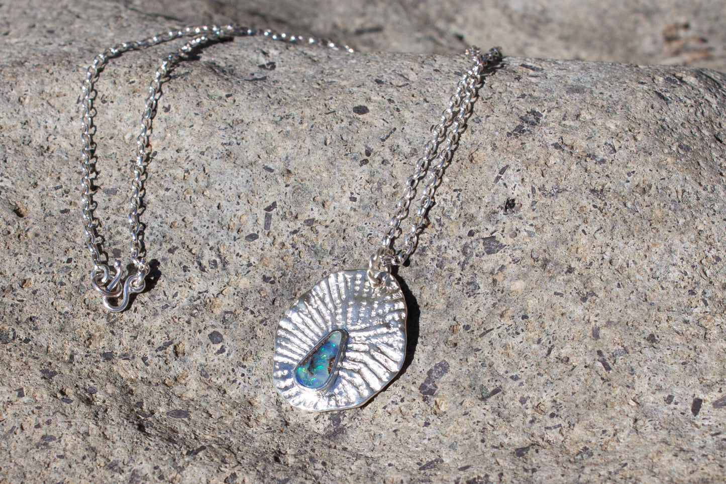 Opal Drop Necklace Seashell Halo