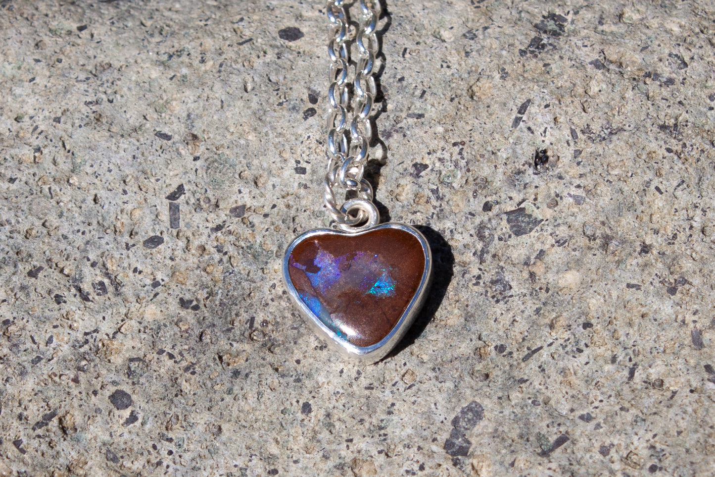 Opal Heart Necklace Violet Burst