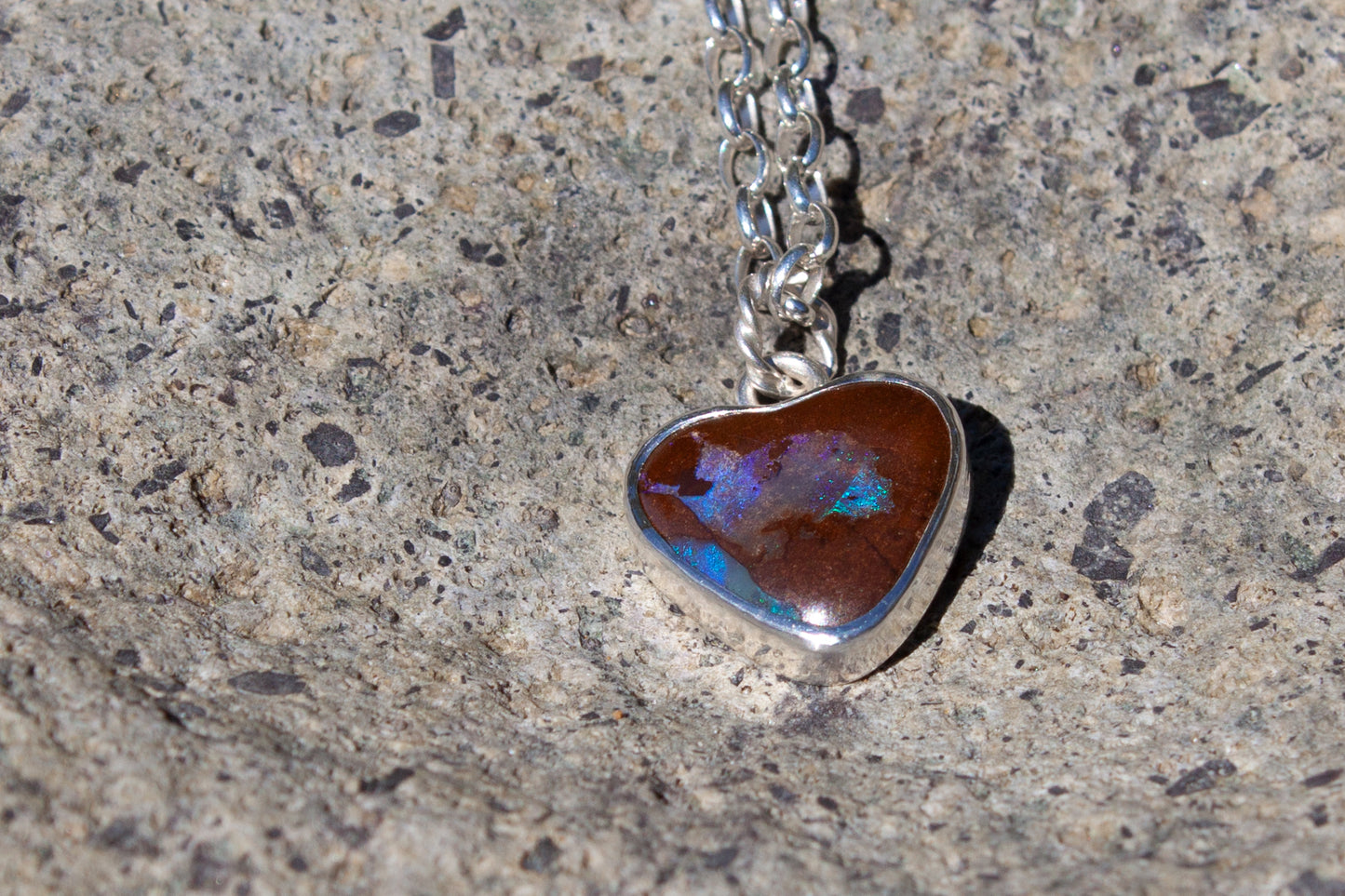 Opal Heart Necklace Violet Burst