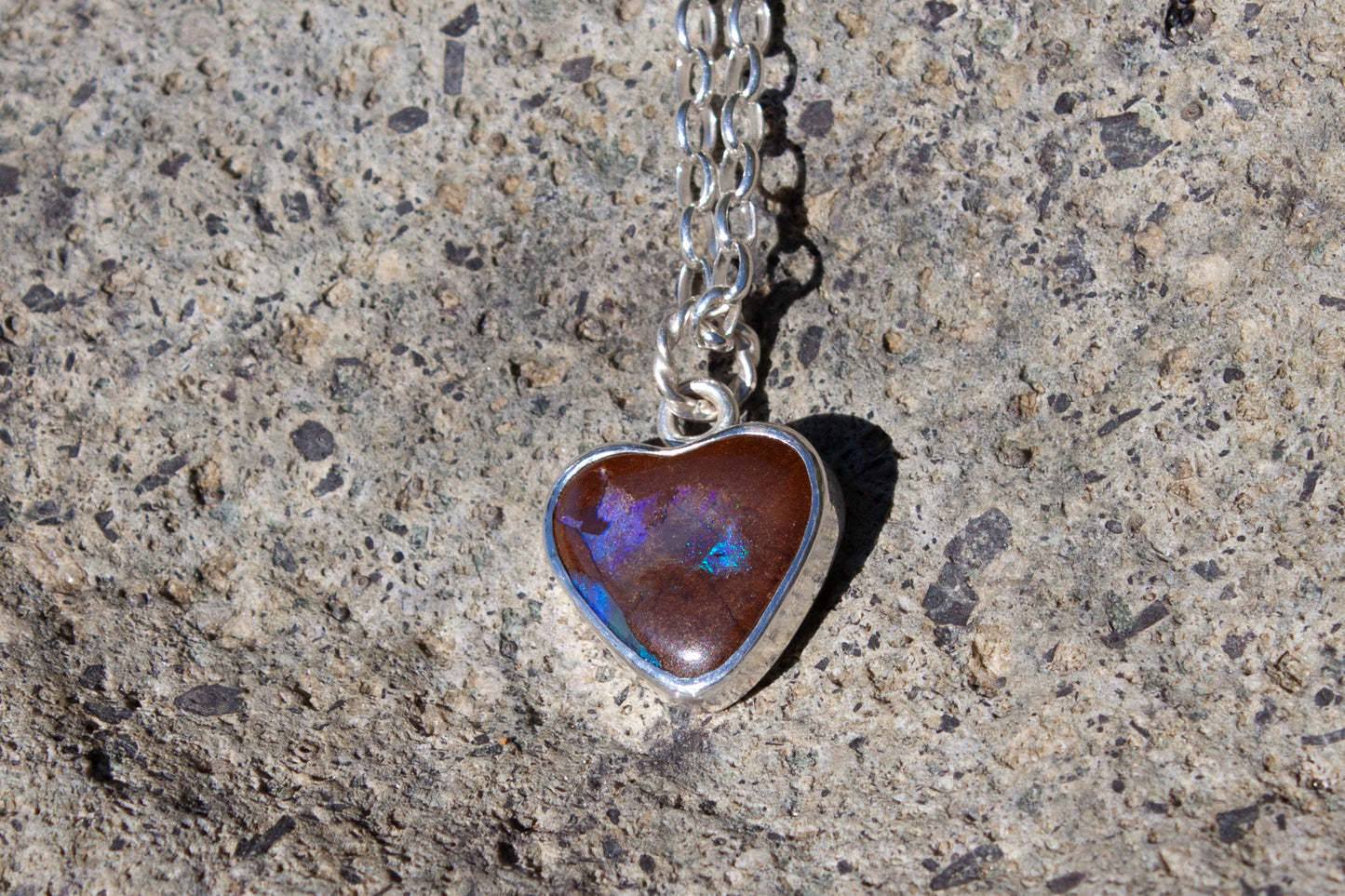 Opal Heart Necklace Violet Burst