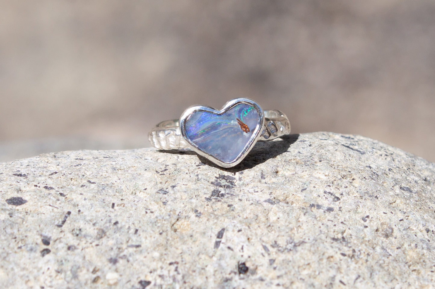 Opal Heart Ring Milky Way