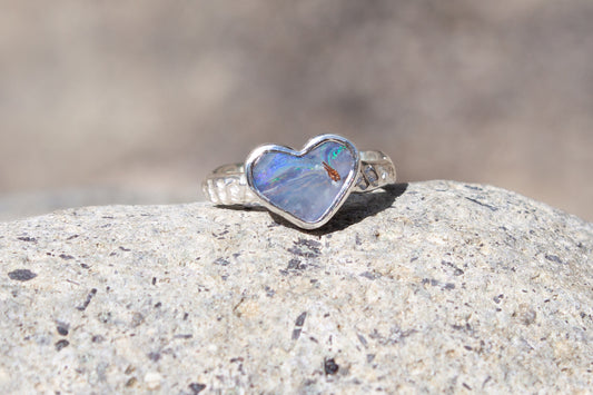 Opal Heart Ring Milky Way