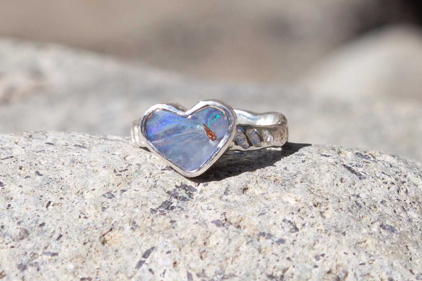Opal Heart Ring Milky Way