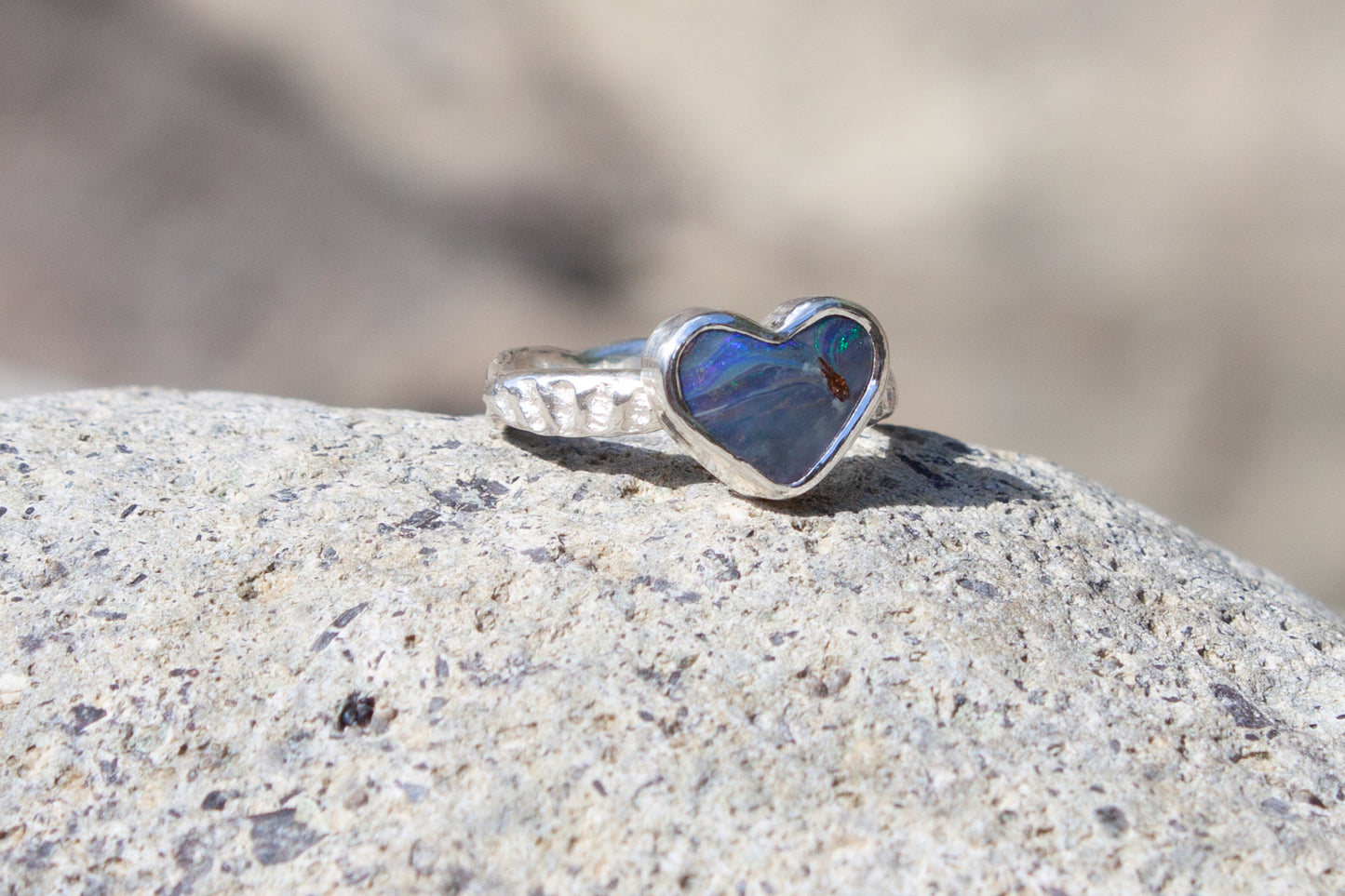 Opal Heart Ring Milky Way