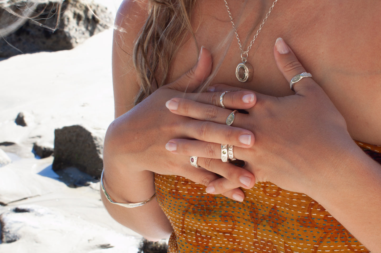 Seabed Ring Rhodolite Garnet
